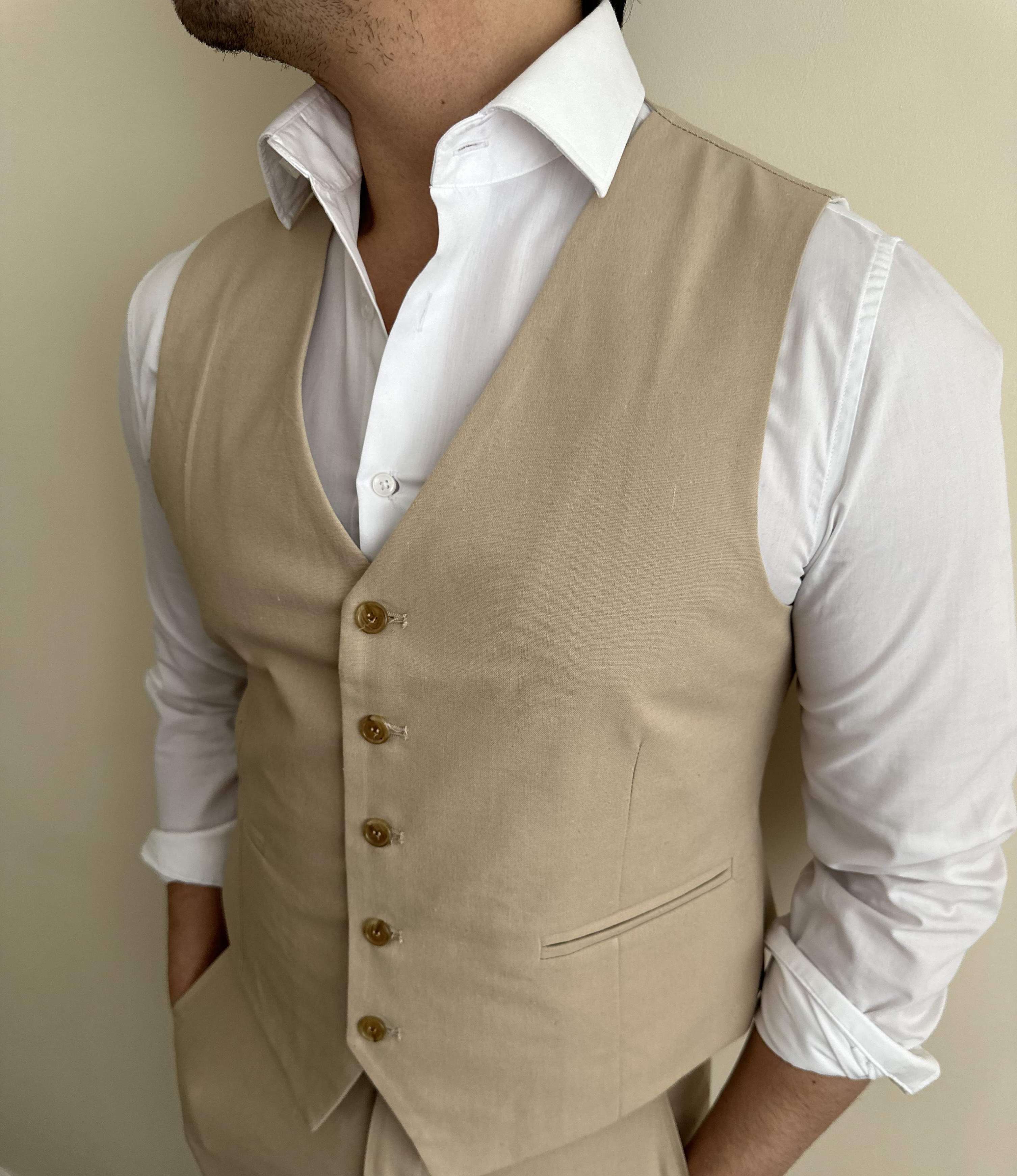 Linen 2025 waistcoat mens