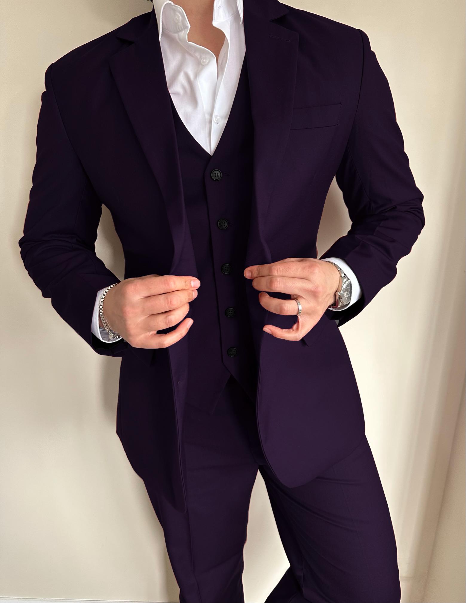 Purple hot sale suit wedding