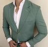 sage green linen suit 