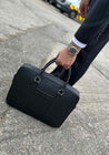 Black Leather Zip BriefCase | Laptop Bag