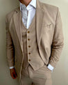 Wedding 3 Piece Sand Brown | Light Brown Linen Suit