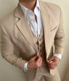 Wedding 3 Piece Sand Brown | Light Brown Linen Suit