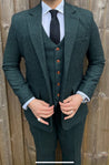 Wedding Derby Green 3 Piece Tweed Men's Suit