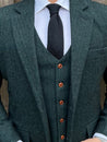 Wedding Derby Green 3 Piece Tweed Men's Suit