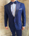 Navy Peak Lapel Tuxedo 2 Piece Suit | Peak Lapel collar | Midnight Blue | Evening Suit | Bond