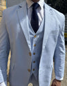 Wedding Linen 3 Piece Light Blue Men's Suit