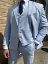 Wedding Linen 3 Piece Light Blue Men's Suit