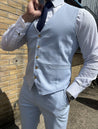 Linen 3 Piece Light Blue Men's Suit