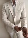 cream linen suit