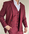 Wedding 3 Piece Italian Wine Maroon Men's Suit