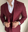 Wedding 3 Piece Italian Wine Maroon Men's Suit