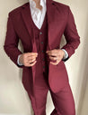 Wedding 3 Piece Italian Wine Maroon Men's Suit