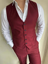 Wedding 3 Piece Italian Wine Maroon Men's Suit