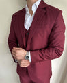 Wedding 3 Piece Italian Wine Maroon Men's Suit