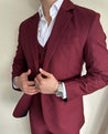 Wedding 3 Piece Italian Wine Maroon Men's Suit