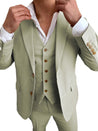 Wedding Mediterranean Sage 3 Piece Linen Suit