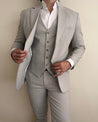 grey linen suit