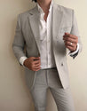 grey linen suit