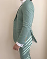 sage green linen suit